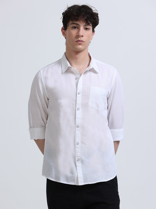 White casual shirt for men – wardrobe essential by Manstella