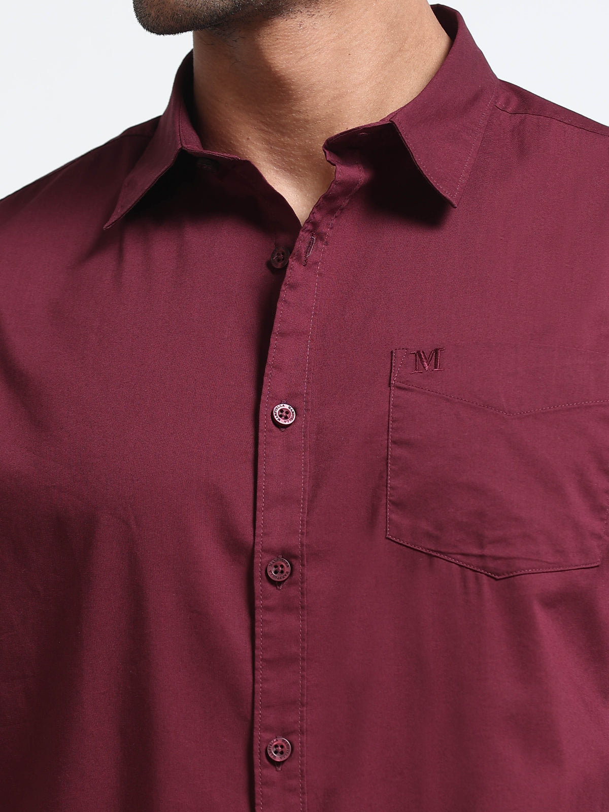 Burgundy Popline Streach Shirt