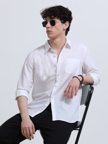 White casual shirt for men – wardrobe essential by Manstella