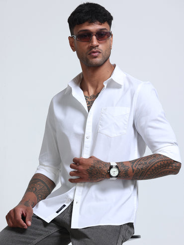 White Popline Streach Shirt