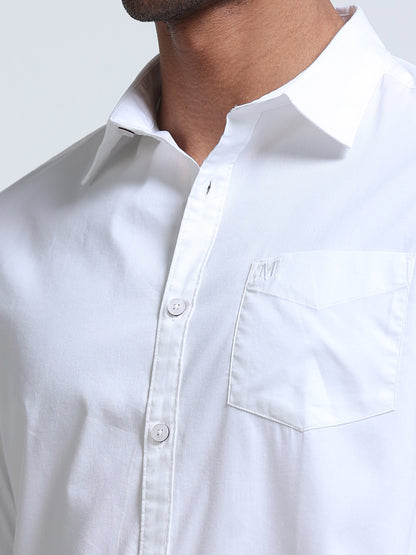 White Popline Streach Shirt