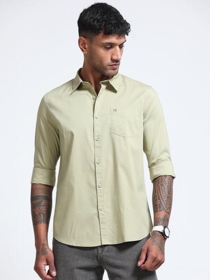 Sage Olive Popline Streach Shirt
