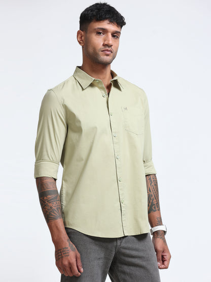 Sage Olive Popline Streach Shirt