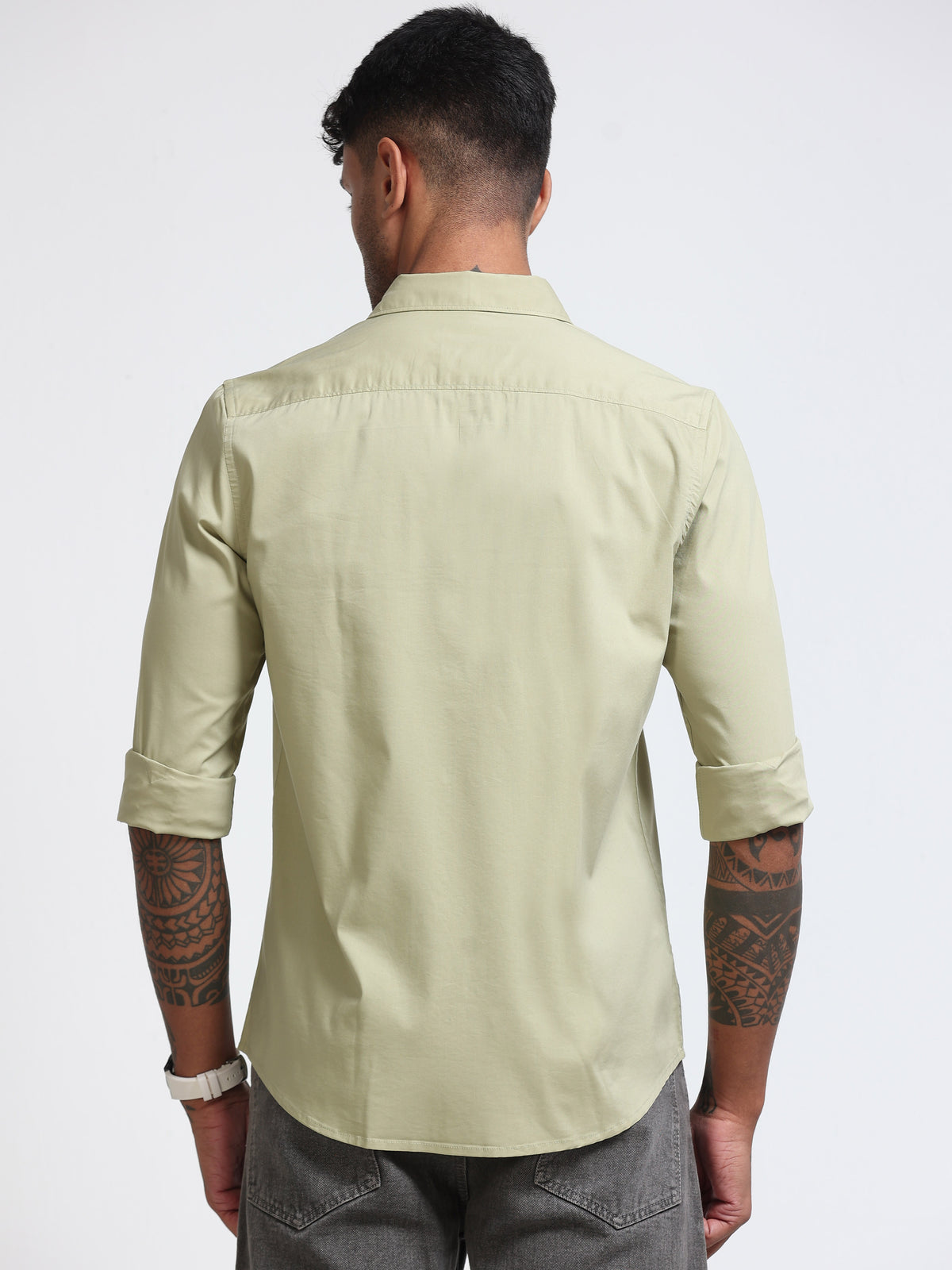 Sage Olive Popline Streach Shirt