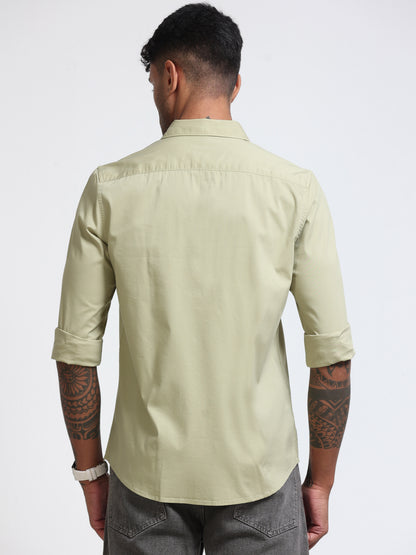 Sage Olive Popline Streach Shirt