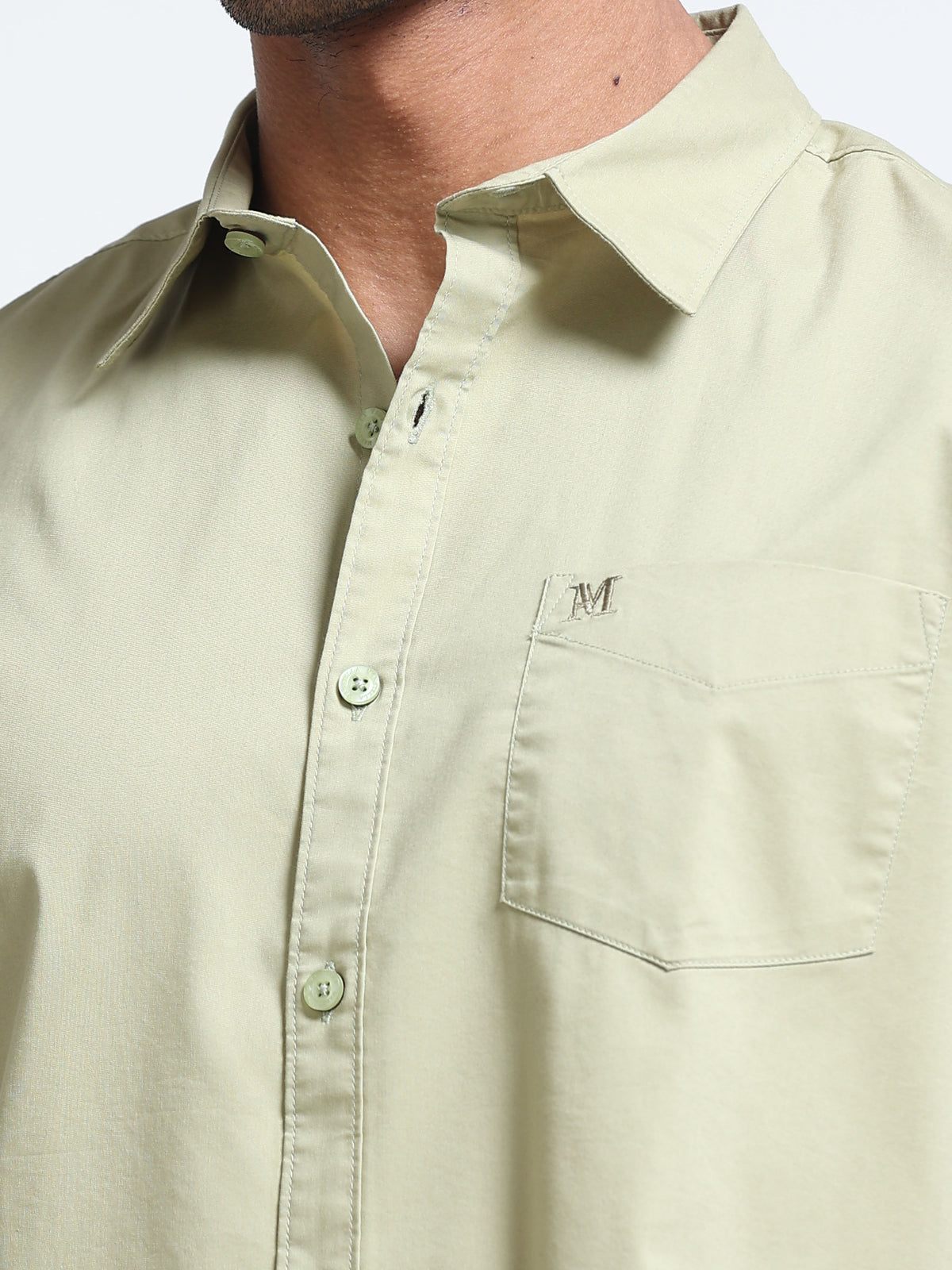 Sage Olive Popline Streach Shirt