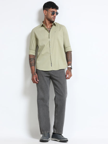 Sage Olive Popline Streach Shirt