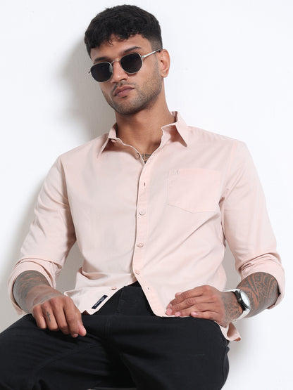 Soft Peach Popline Streach Shirt