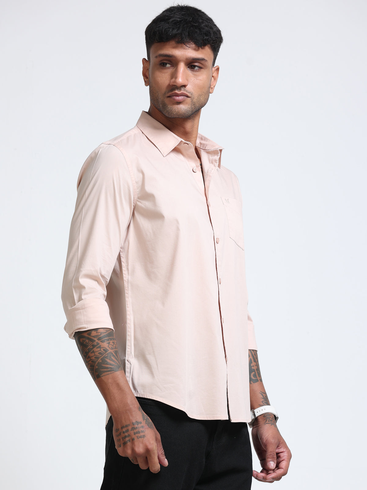 Soft Peach Popline Streach Shirt