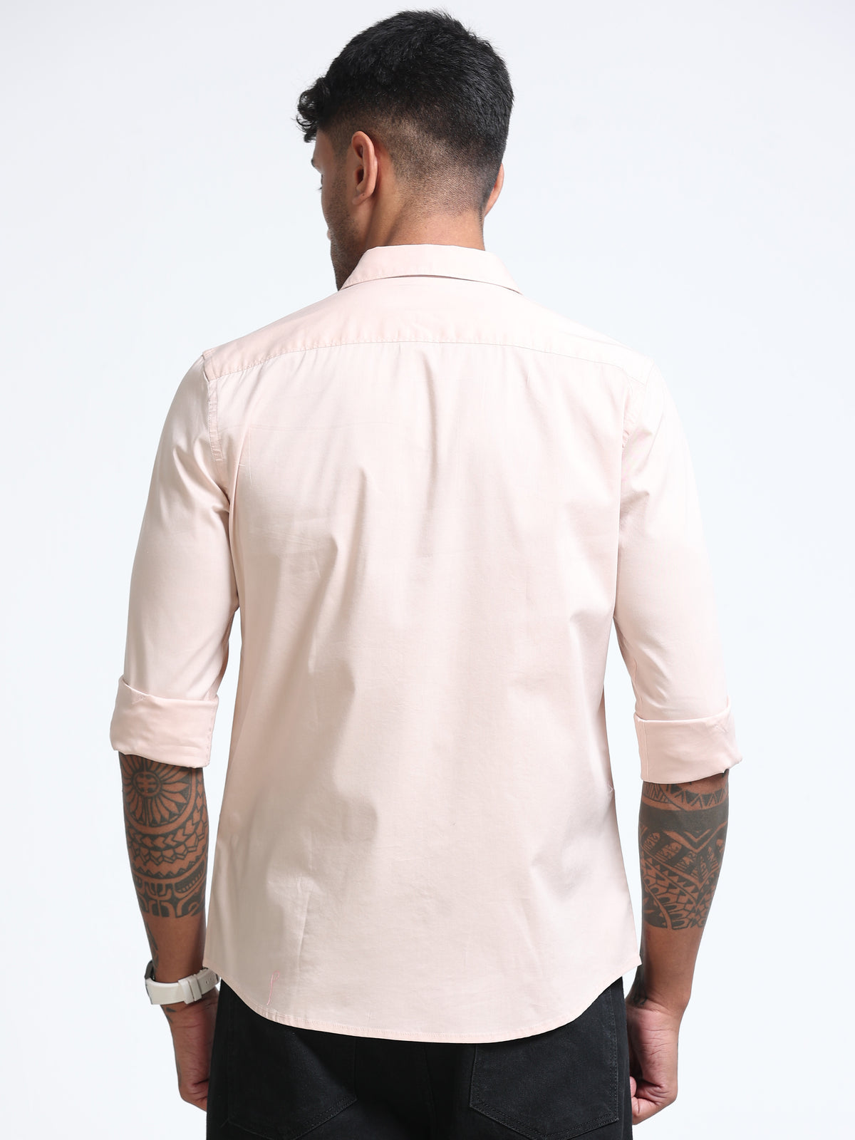 Soft Peach Popline Streach Shirt