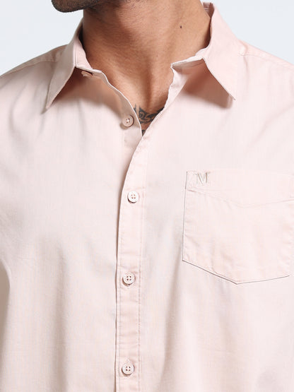 Soft Peach Popline Streach Shirt