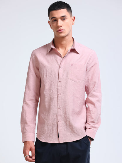 Dusty Rose Crinkled Cotton Linen Shirt