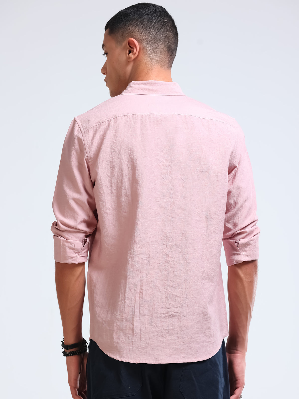 Dusty Rose Crinkled Cotton Linen Shirt