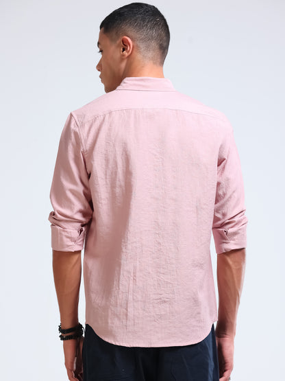 Dusty Rose Crinkled Cotton Linen Shirt