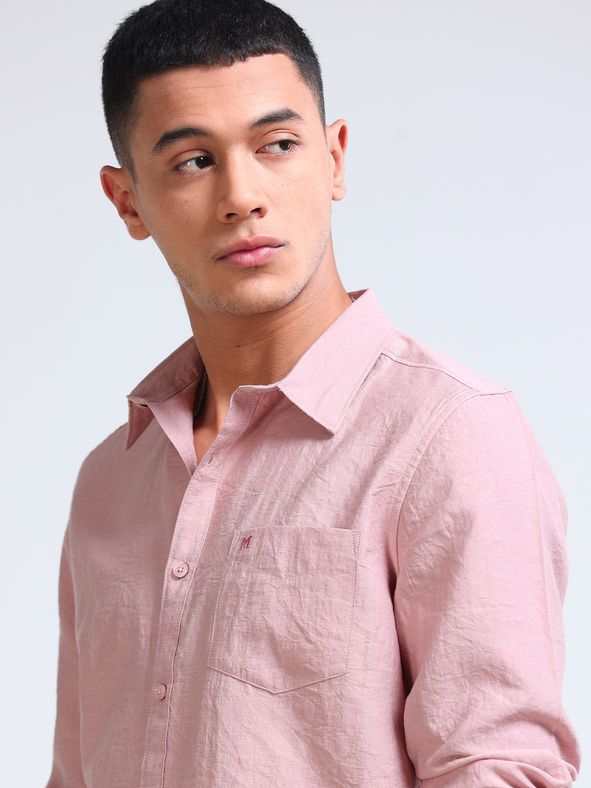 Dusty Rose Crinkled Cotton Linen Shirt